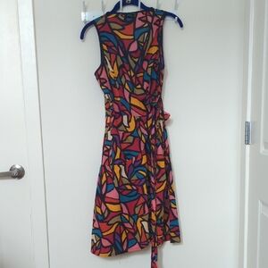 Colorful Geometric Patterned Cotton Dress